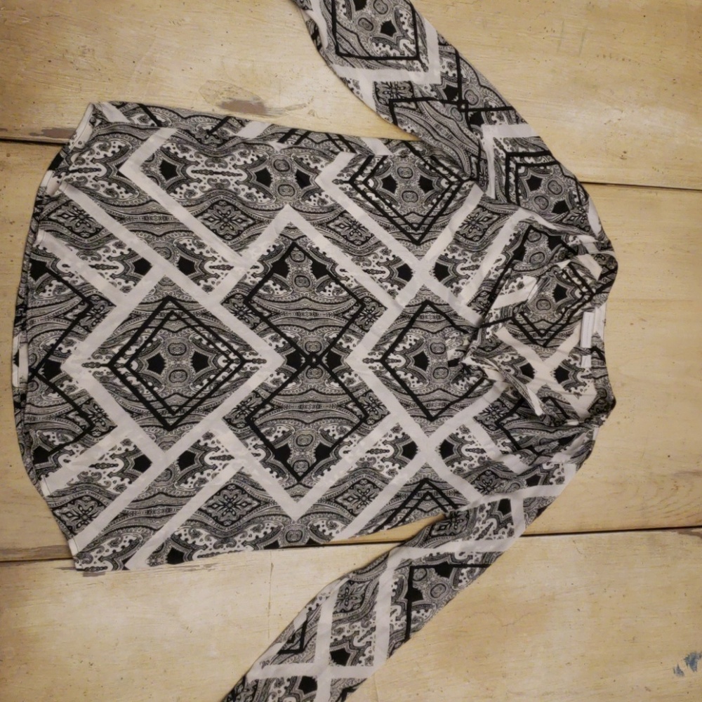 Black and white silk tunic
